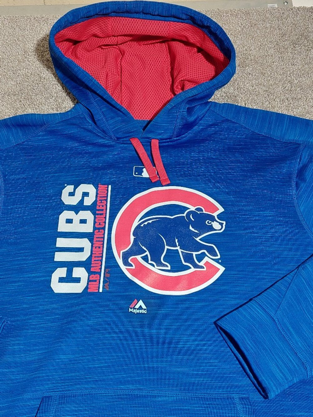 Majestic MLB Chicago Cubs Therma Base Performance Hoodie (A328) Blue Size L